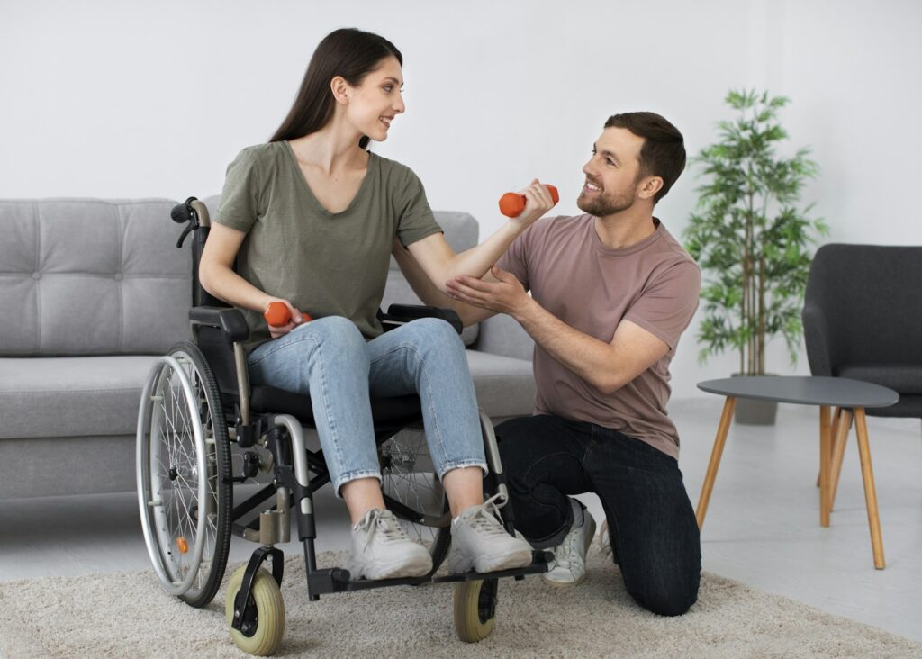 Physical therapist working with a patient